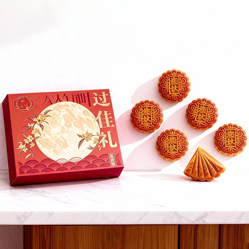 Red Coated Paper Mooncake Gift Box