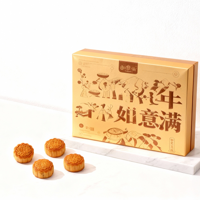 Gold Coated Paper Mooncake Gift Box